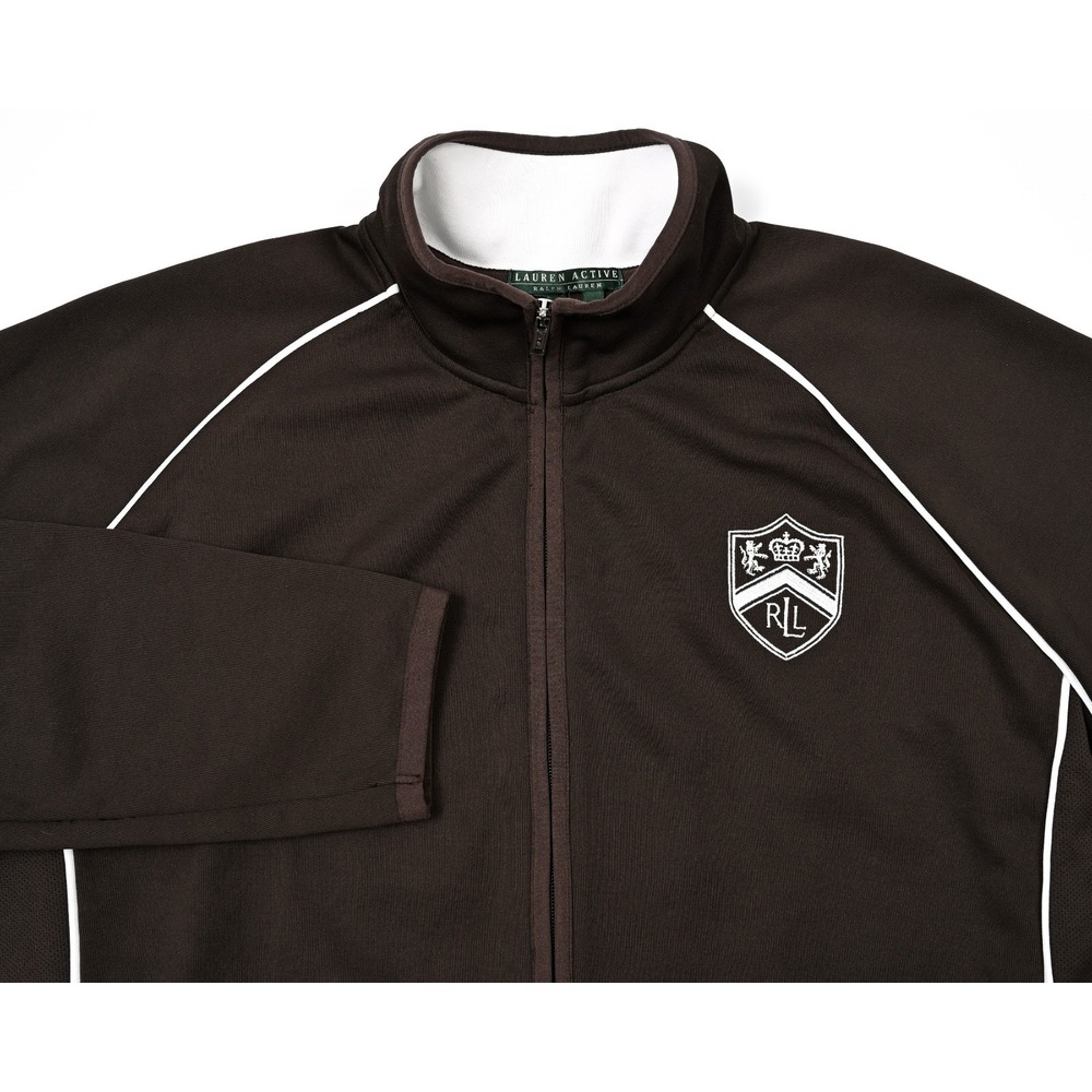 Lauren Active Ralph Lauren Crest Logo Full Zip Track Jacket Brown Women's 2XL